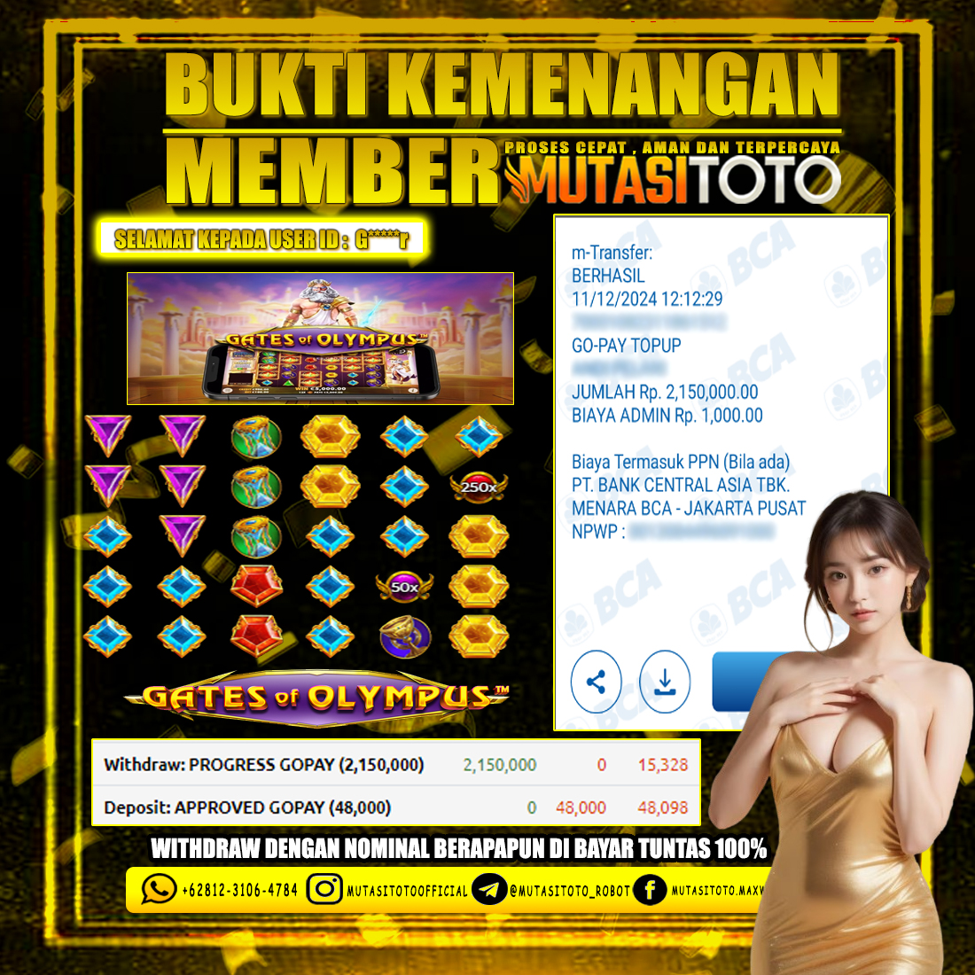 KEMENANGAN MEMBER BERMAIN DI GATES OF OLYMPUS