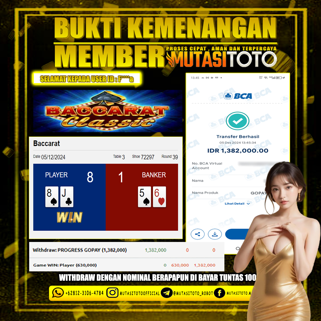 KEMENANGAN MEMBER BERMAIN DI LIVE – BACCARAT CLASSIC
