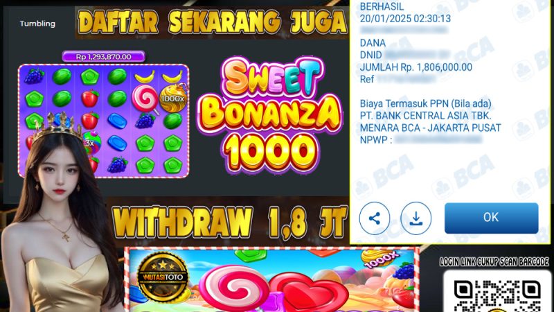 KEMENANGAN MEMBER BERMAIN DI SWEET BONANZA 1000 PRAGMATIC PLAY