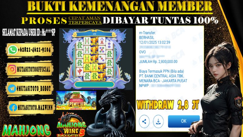 KEMENANGAN MEMBER BERMAIN DI MAHJONG WINS 3 PRAGMMATIC PLAY