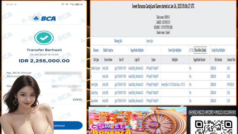 KEMENANGAN MEMBER BERMAIN LIVE- SWEET BONANZA CANDYLAND