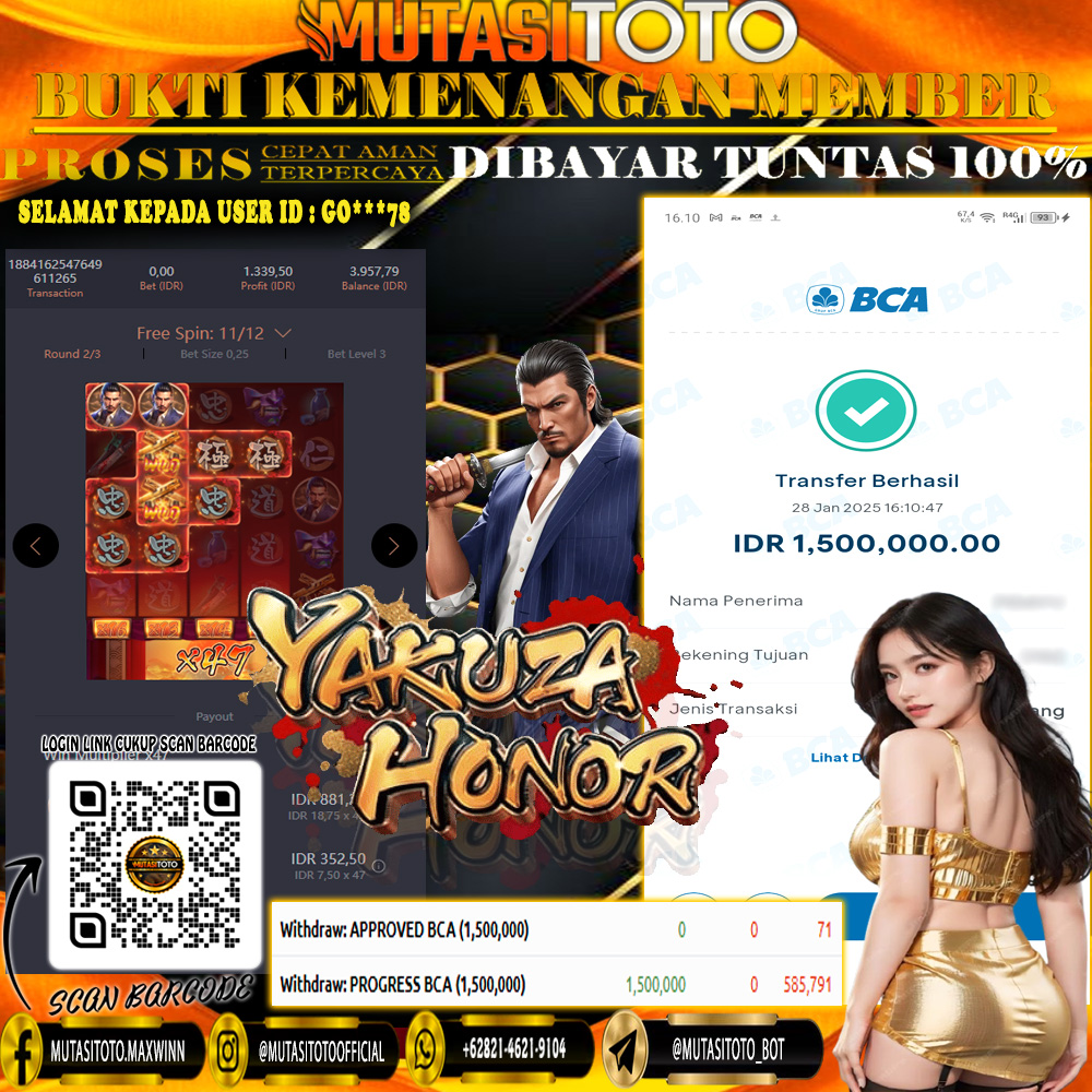 KEMENANGAN MEMBER BERMAIN DI YAKUZA HONOR PG SOFT