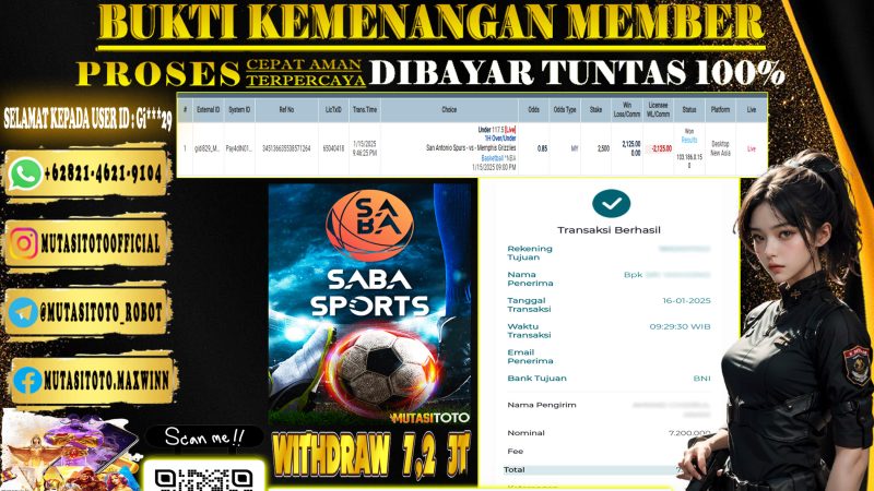 KEMENANGAN MEMBER BERMAIN DI LIVE – SABA SPORTBOOK