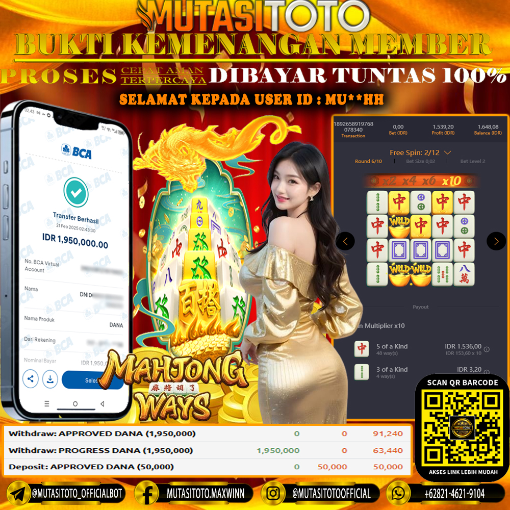 KEMENANGAN MEMBER BERMAIN DI MAHJONG WAYS PG SOFT