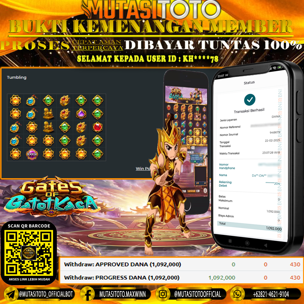 KEMENANGAN MEMBER BERMAIN DI GATES OF GATOTKACA 1000