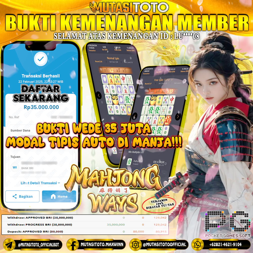 KEMENANGAN MEMBER BERMAIN DI MAHJONG WAYS PG SOFT