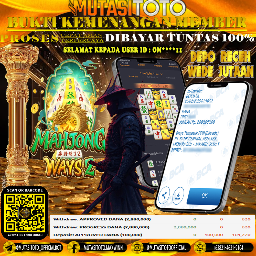 KEMENANGAN MEMBER BERMAIN DI MAHJONG WAYS 2 PG SOFT