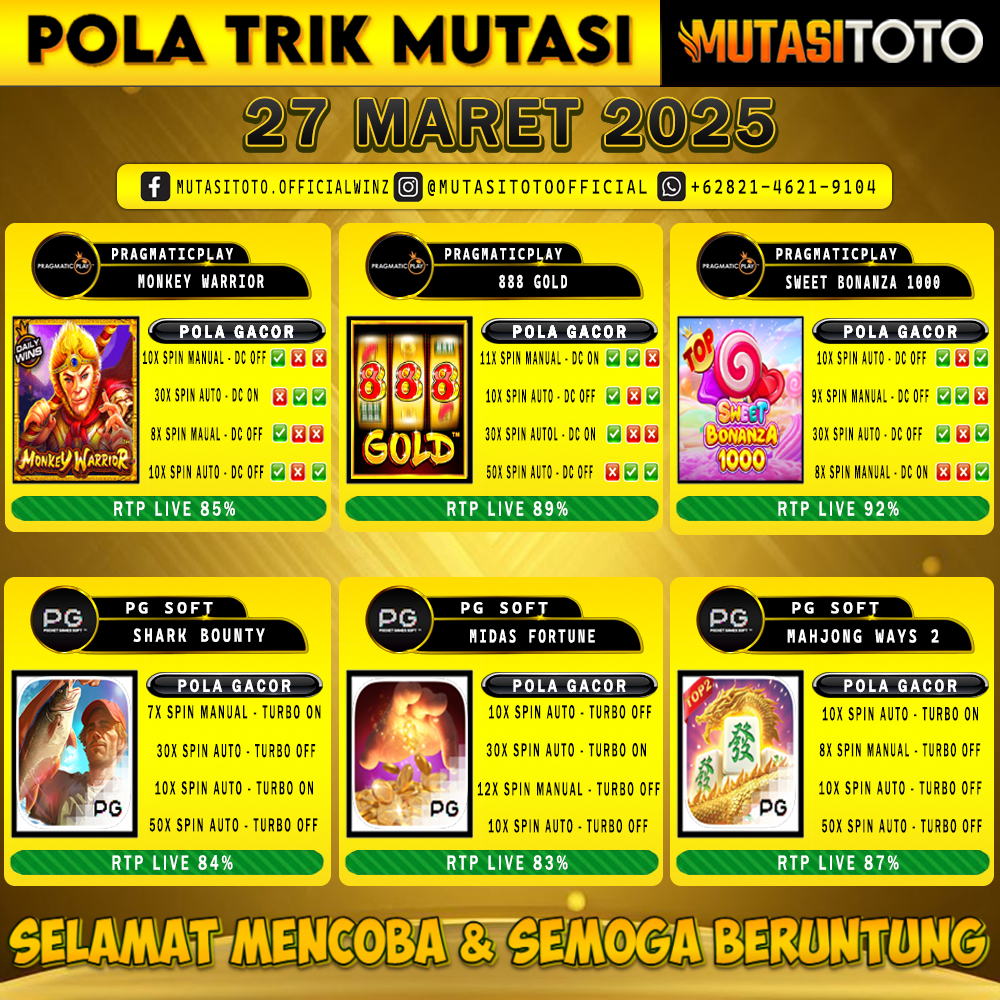 POLA GACOR TERUPDATE 27 MARET 2025 – MUTASITOTO