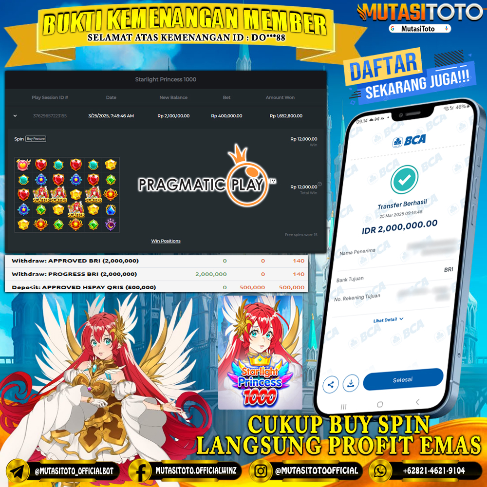 KEMENANGAN MEMBER BERMAIN DI STARLIGHT PRINCESS 1000