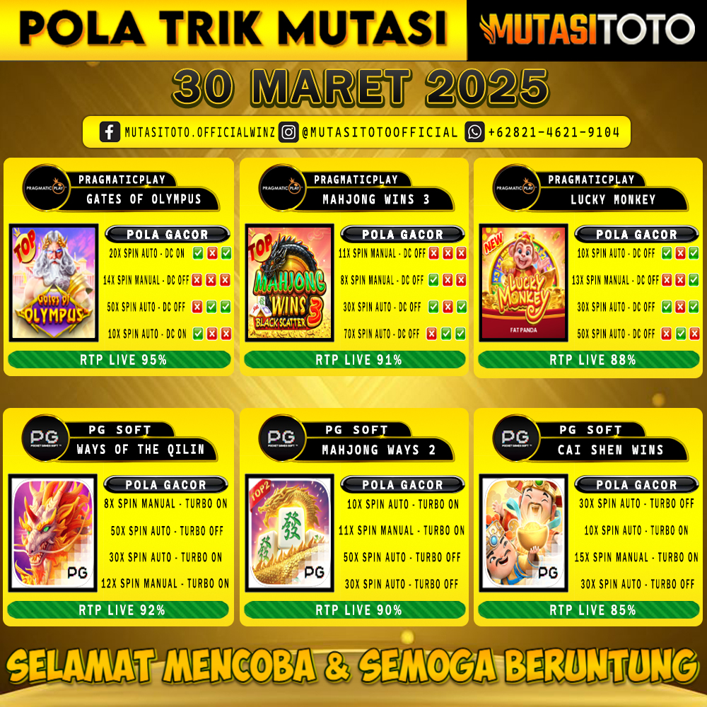POLA GACOR TERUPDATE 30 MARET 2025 – MUTASITOTO