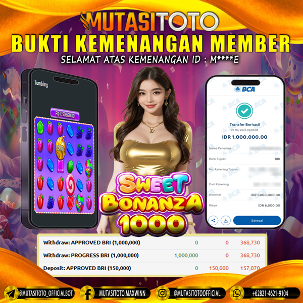 KEMENANGAN MEMBER BERMAIN DI SWEET BONANZA 1000