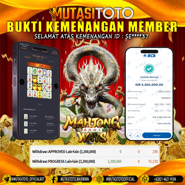 KEMENANGAN MEMBER BERMAIN DI MAHJONG WAYS  PG SOFT