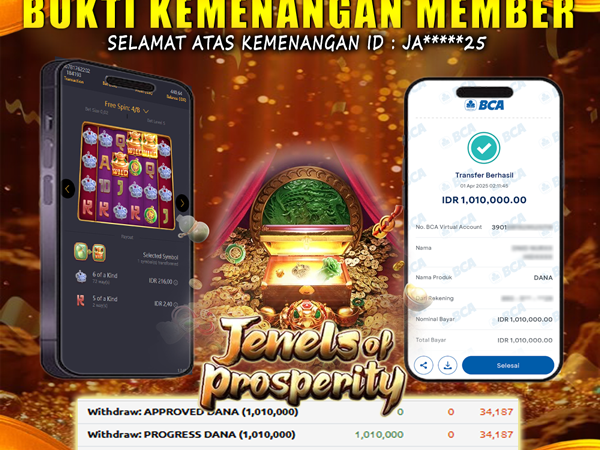 KEMENANGAN MEMBER BERMAIN DI JEWELS OF PROSPERITY PG SOFT