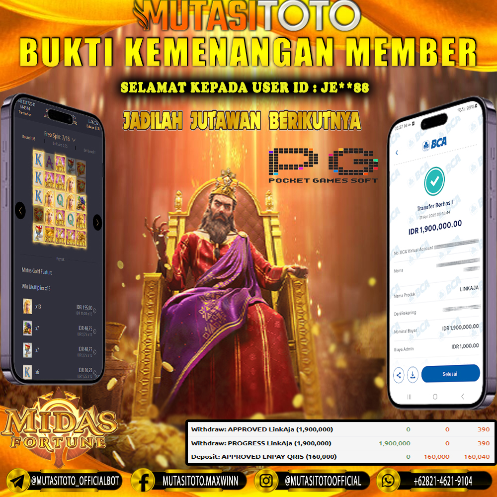 KEMENANGAN MEMBER BERMAIN  MIDAS FORTUNE PG SOFT