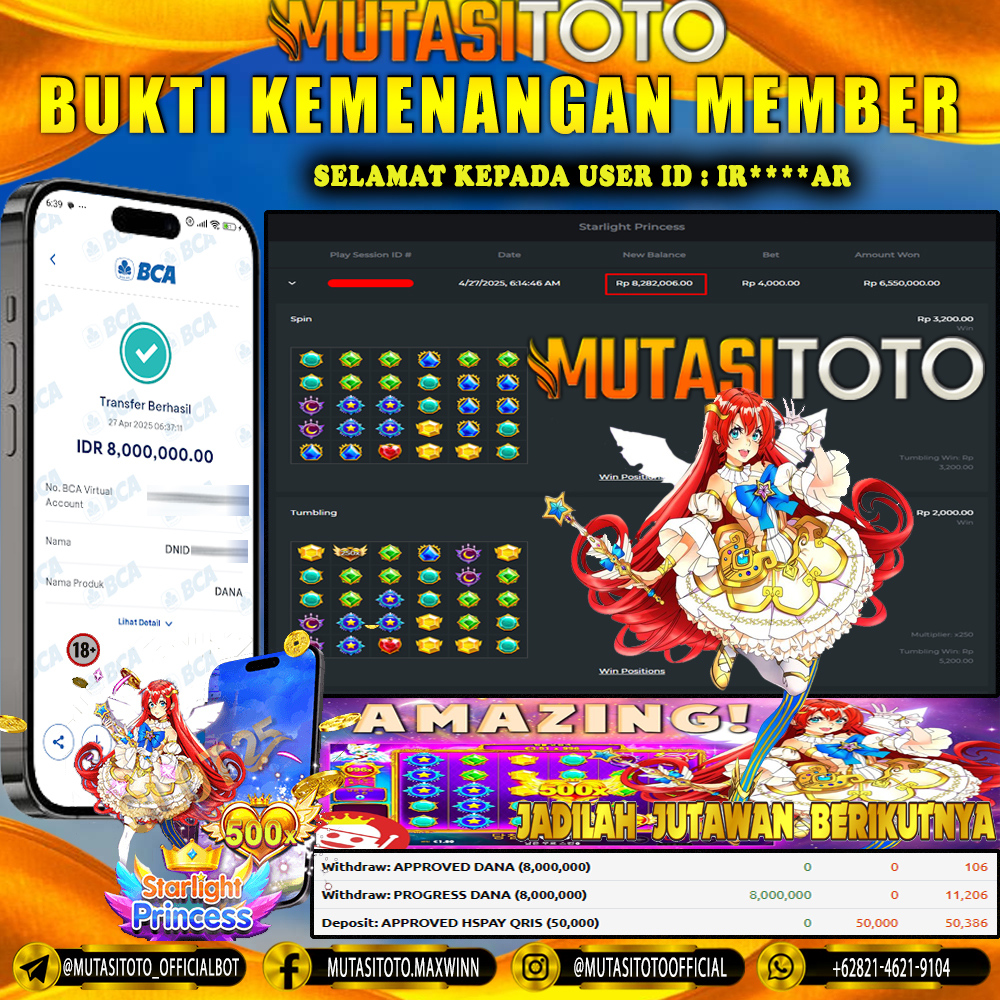 KEMENANGAN MEMBER BERMAIN DI STARLIGHT PRINCESS