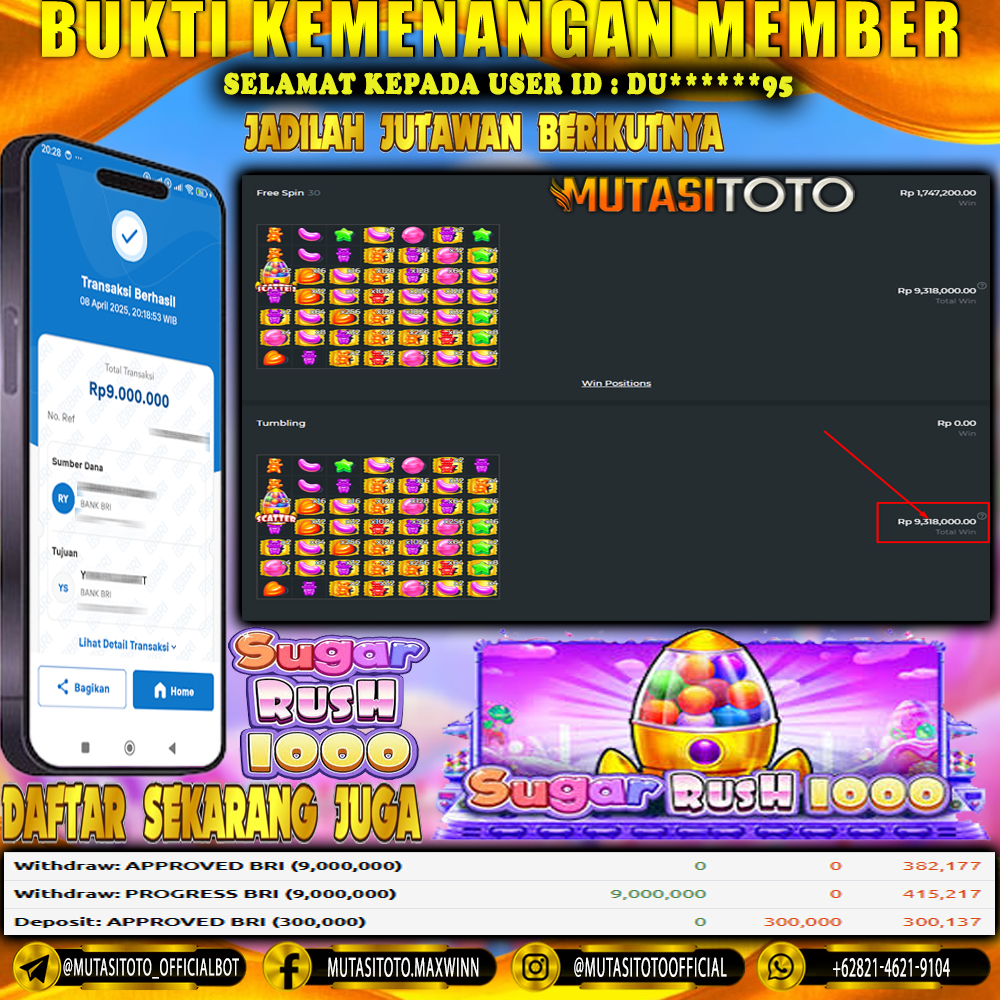 KEMENANGAN MEMBER BERMAIN DI SUGAR RUSH 1000