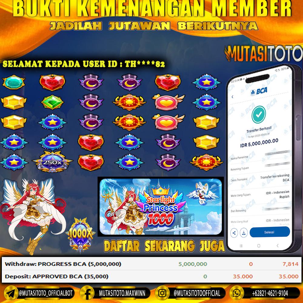 KEMENANGAN MEMBER BERMAIN DI STARLIGHT PRINCESS 1000
