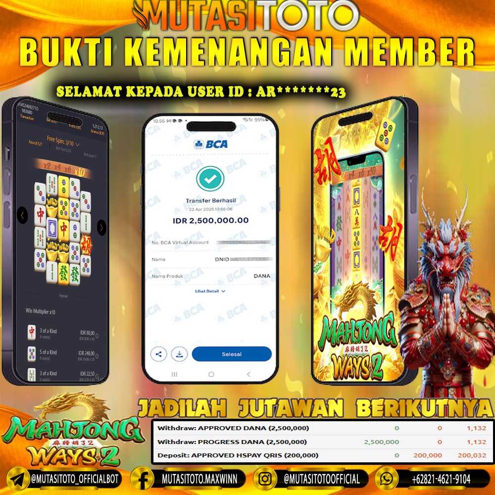 KEMENANGAN MEMBER BERMAIN DI MAHJONG WAYS 2 PG SOFT