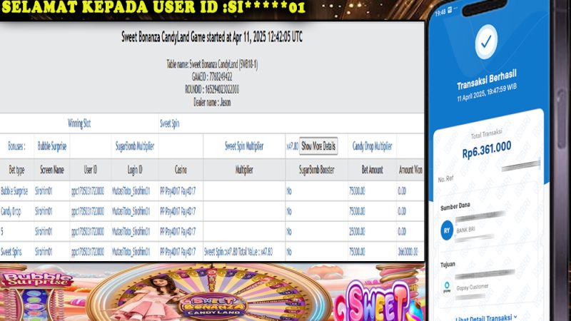 KEMENANGAN MEMBER BERMAIN DI LIVE – SWEET BONANZA CANDYLAND