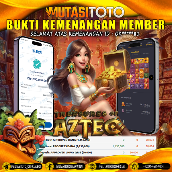 KEMENANGAN MEMBER BERMAIN DI TREASURES OF AZTEC