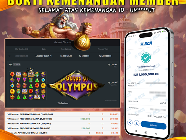 KEMENANGAN MEMBER BERMAIN DI GATES OF OLYMPUS