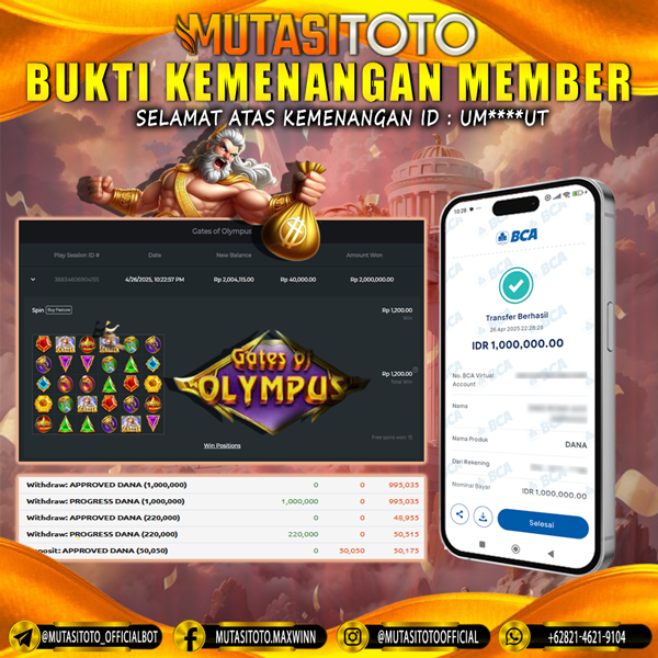 KEMENANGAN MEMBER BERMAIN DI GATES OF OLYMPUS