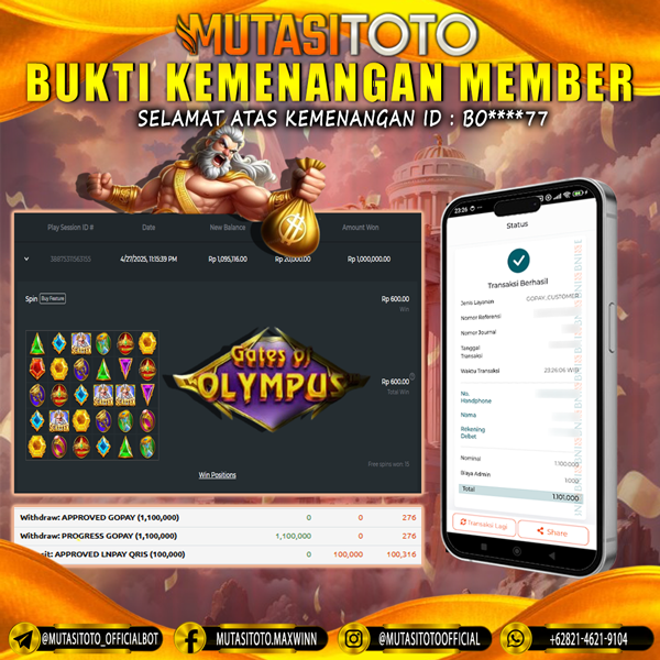 KEMENANGAN MEMBER BERMAIN DI GATES OF OLYMPUS