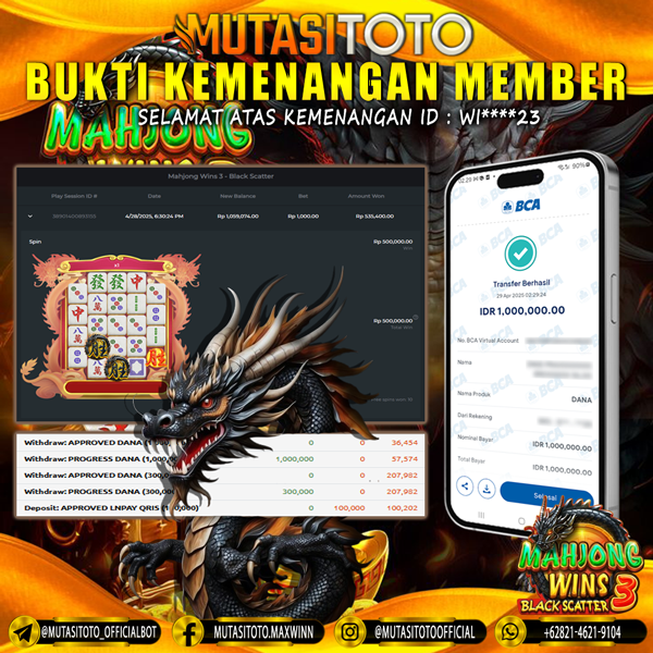 KEMENANGAN MEMBER BERMAIN DI MAHJONG WINS 3 PRAGMATIC PLAY