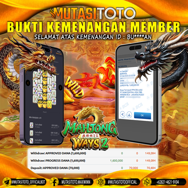 KEMENANGAN MEMBER BERMAIN DI MAHJONG WAYS 2 PG SOFT