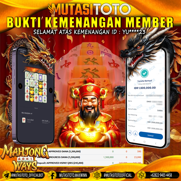 KEMENANGAN MEMBER BERMAIN DI MAHJONG WAYS PG SOFT
