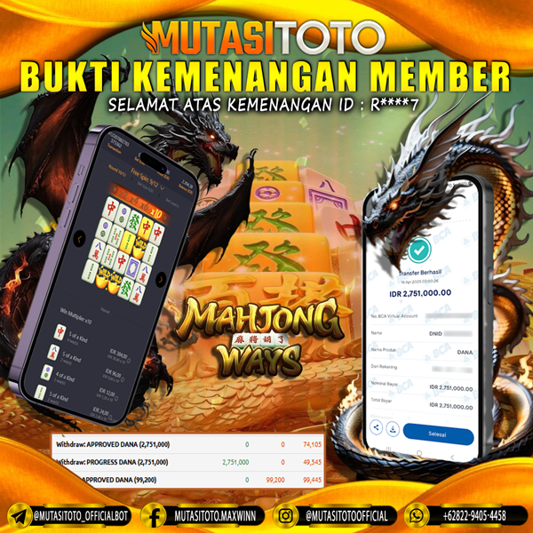 KEMENANGAN MEMBER BERMAIN DI MAHJONG WAYS PG SOFT