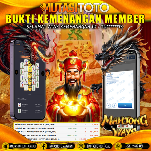 KEMENANGAN MEMBER BERMAIN DI MAHJONG WAYS PG SOFT