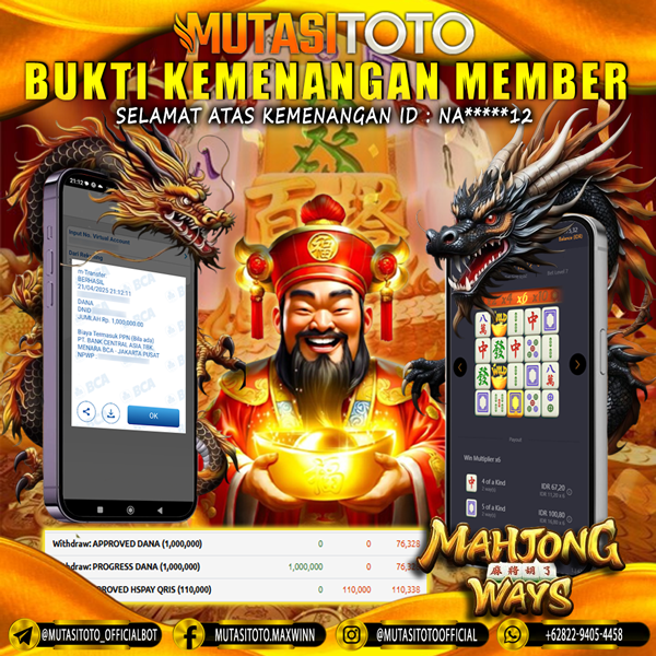 KEMENANGAN MEMBER BERMAIN DI MAHJONG WAYS PG SOFT