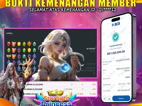 KEMENANGAN MEMBER BERMAIN DI STARLIGHT PRINCESS 1000