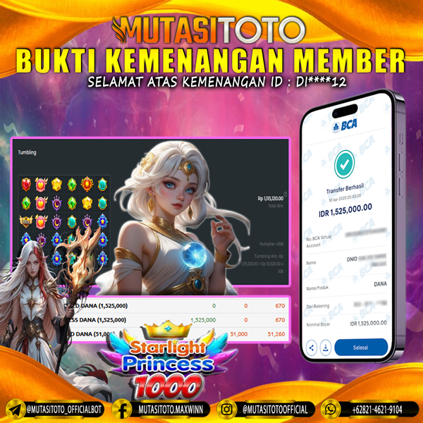 KEMENANGAN MEMBER BERMAIN DI STARLIGHT PRINCESS 1000