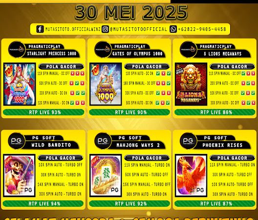 POLA GACOR TERUPDATE 30 MEI 2025 – MUTASITOTO