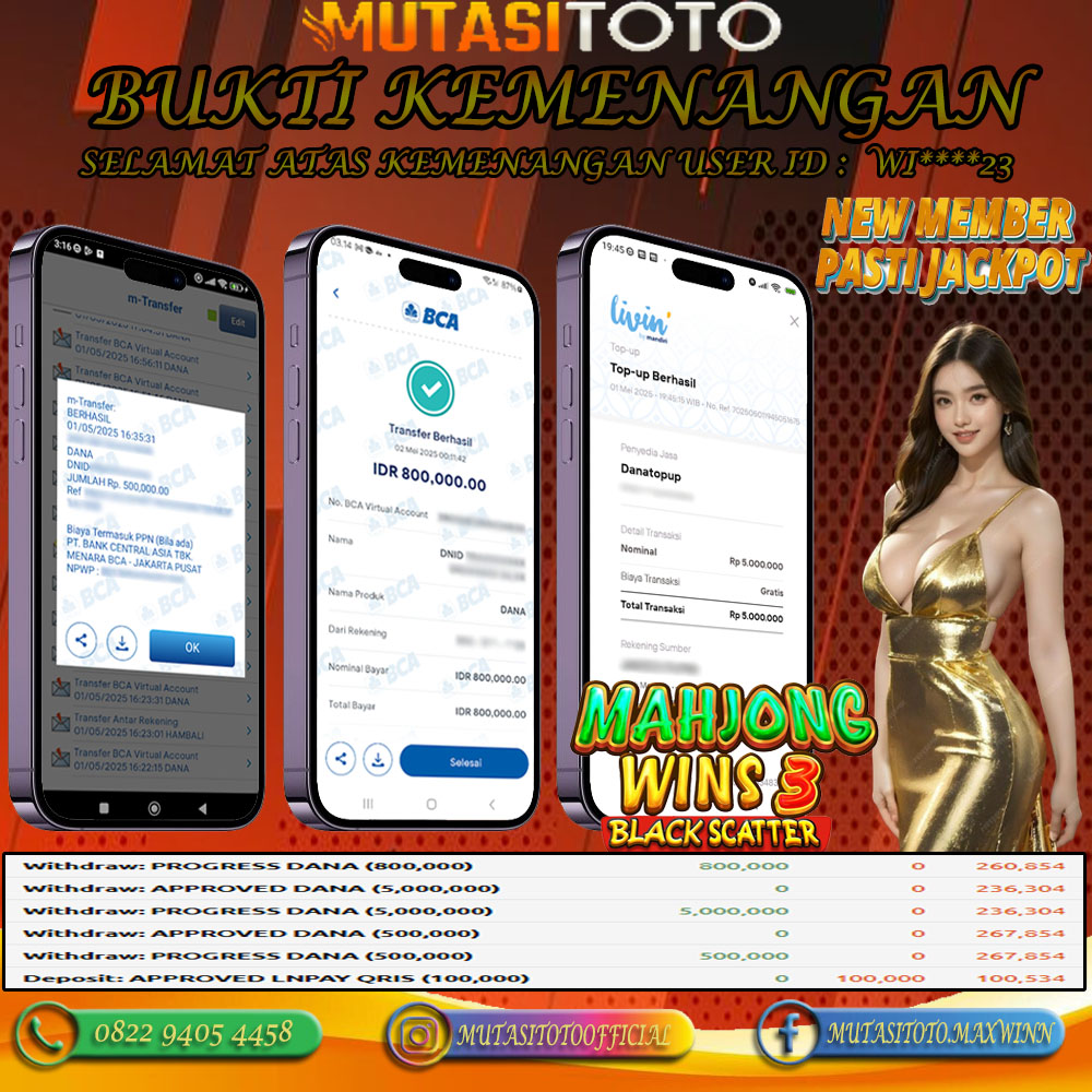 KEMENANGAN MEMBER BERMAIN DI MAHJONG WINS 3 PRAGMATIC PLAY