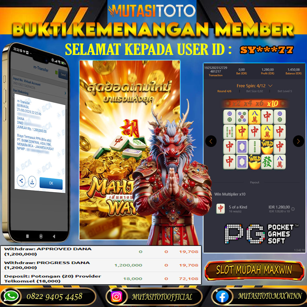 KEMENANGAN MEMBER BERMAIN DI MAHJONG WAYS PG SOFT