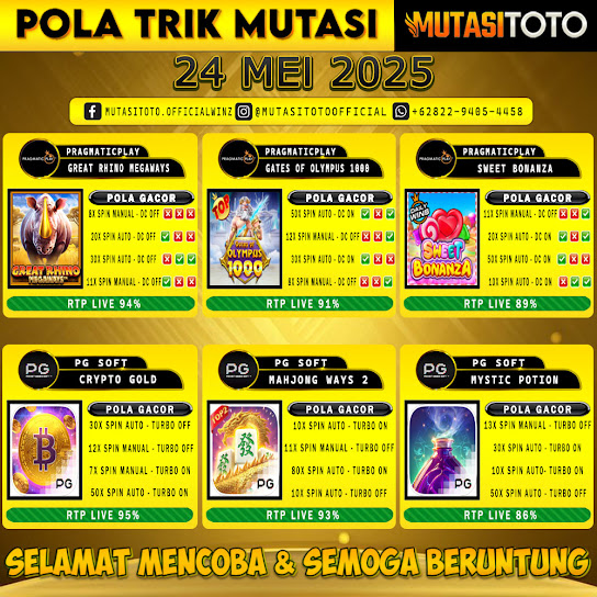 POLA GACOR TERUPDATE 24 MEI 2025 – MUTASITOTO