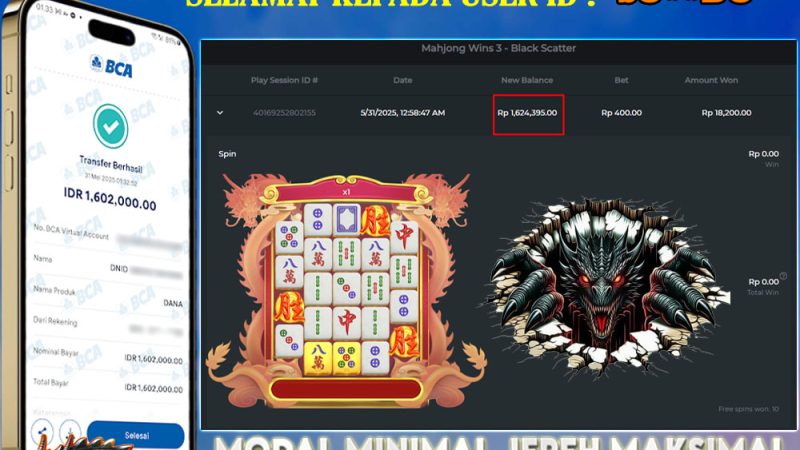 KEMENANGAN MEMBER BERMAIN DI MAHJONG WINS 3 PRAGMATIC PLAY