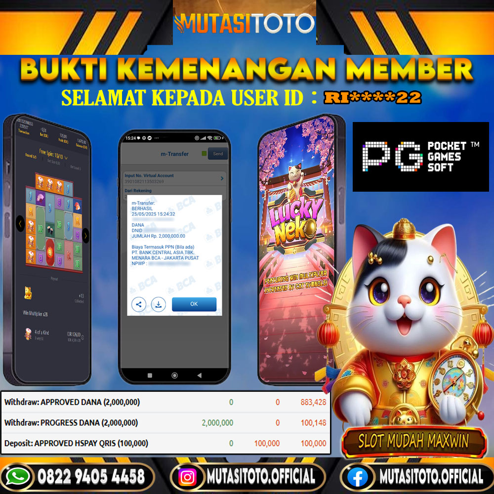 KEMENANGAN MEMBER BERMAIN DI LUCKY NEKO PG SOFT