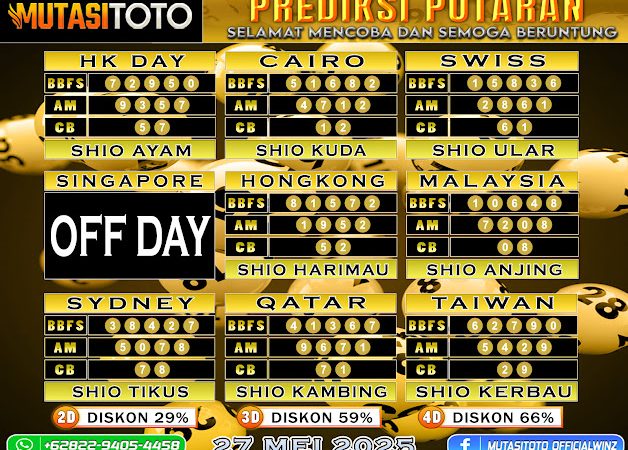PREDIKSI JITU TOGEL “MutasiToto 27 MEI 2025”