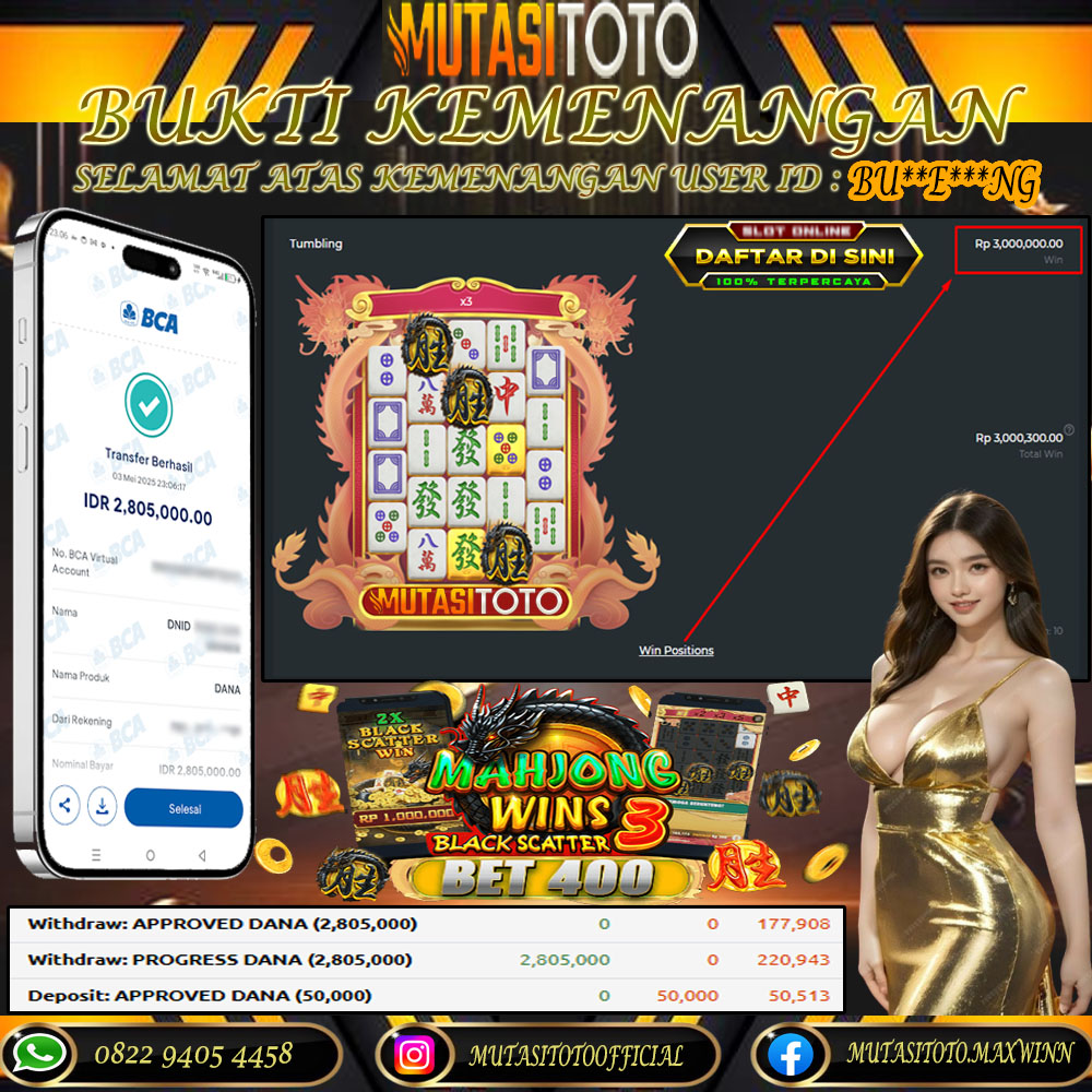 KEMENANGAN MEMBER BERMAIN DI MAHJONG WINS 3 PRAGMATIC PLAY