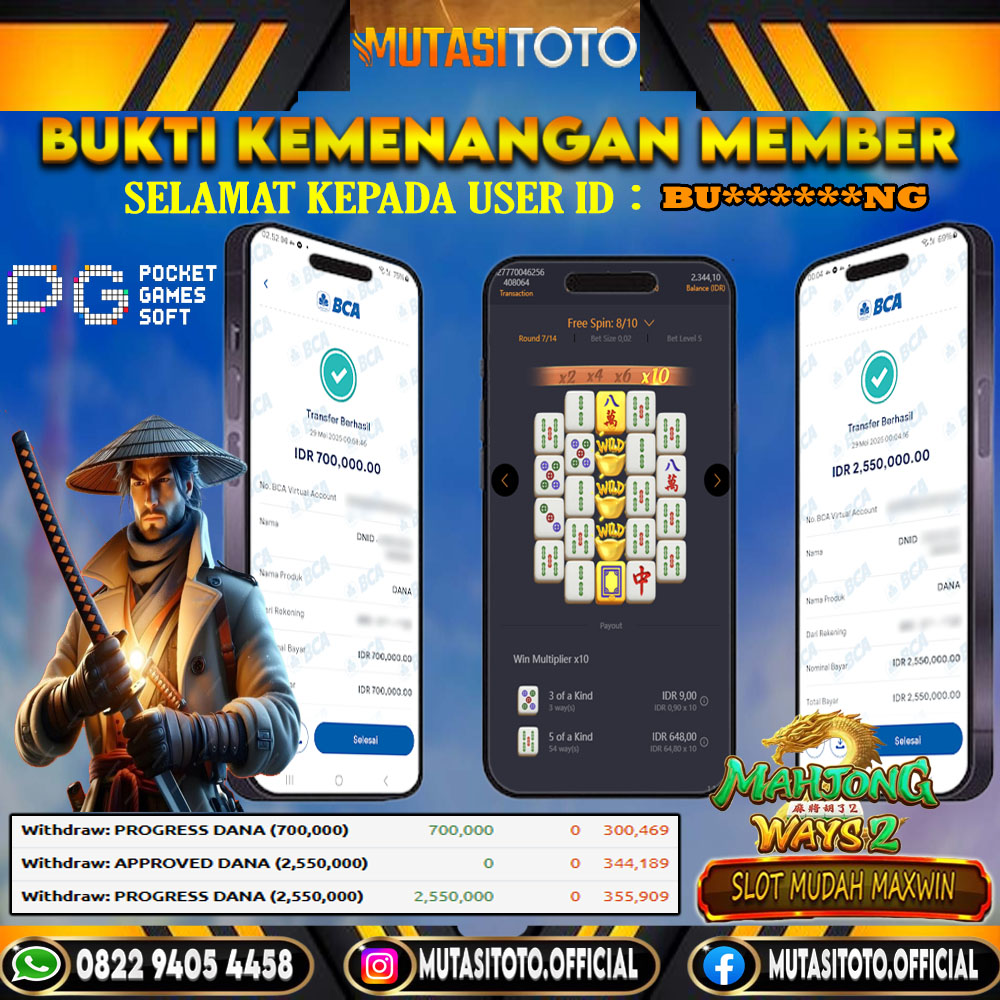 KEMENANGAN MEMBER BERMAIN DI MAHJONG WAYS PG SOFT 2