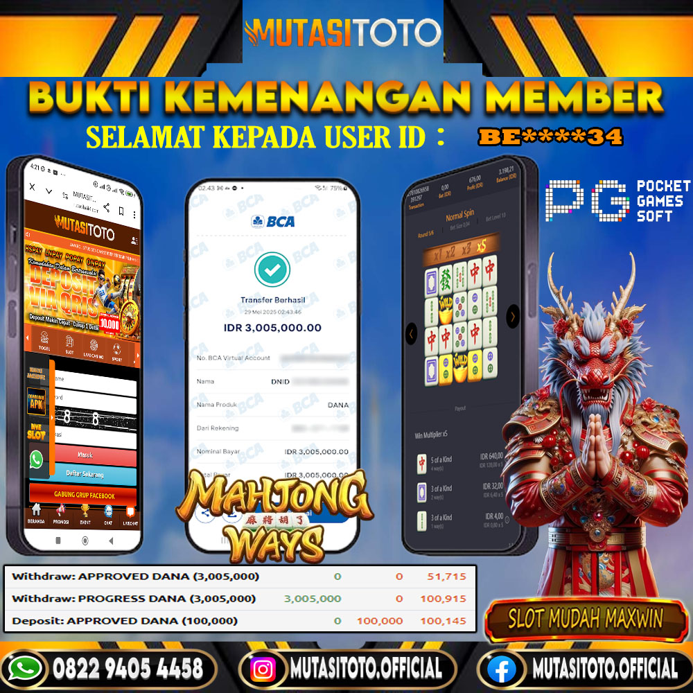 KEMENANGAN MEMBER BERMAIN DI MAHJONG WAYS PG SOFT