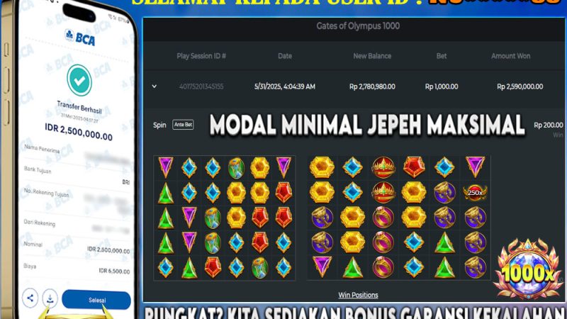 KEMENANGAN MEMBER BERMAIN DI GATES OF OLYMPUS 1000