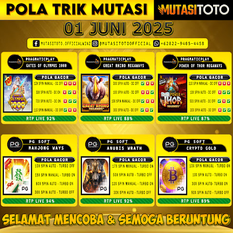 POLA GACOR TERUPDATE 01 JUNI 2025 – MUTASITOTO