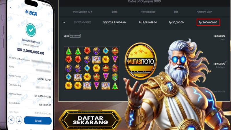 KEMENANGAN MEMBER BERMAIN DI GATES OF OLYMPUS 1000