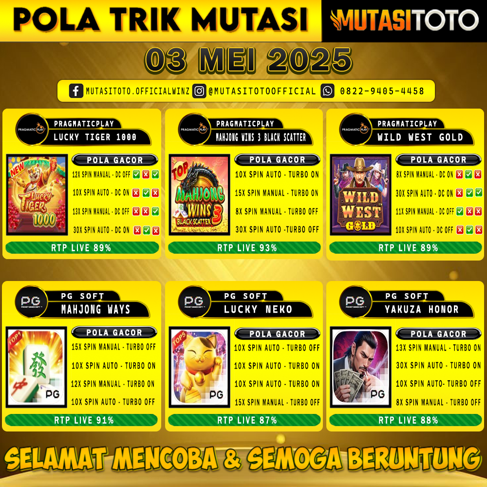 POLA GACOR TERUPDATE 03 MEI 2025 – MUTASITOTO