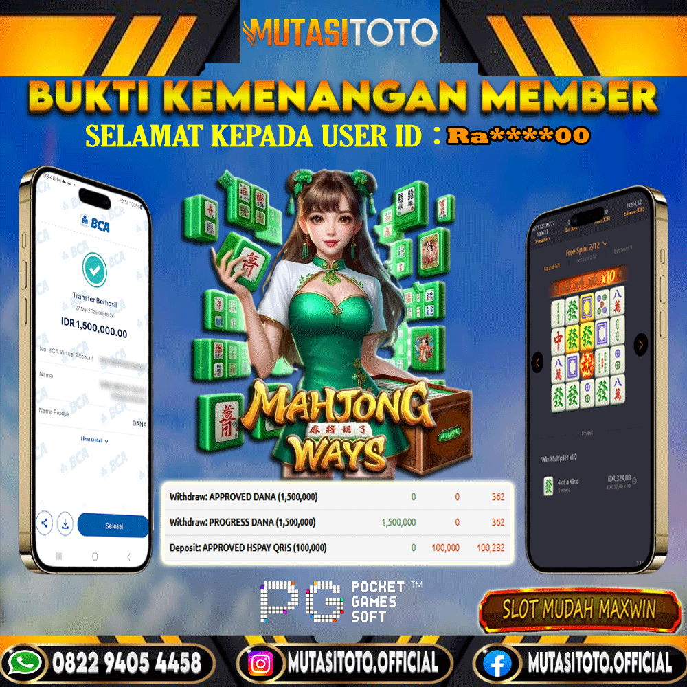 KEMENANGAN MEMBER BERMAIN DI MAHJONG WAYS PG SOFT